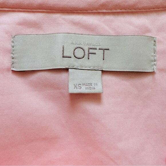 Loft Blouse Top Light Pink 3/4 Puff Sleeve V-Neck Cut Out Detail Top Size XS - Picture 2 of 9